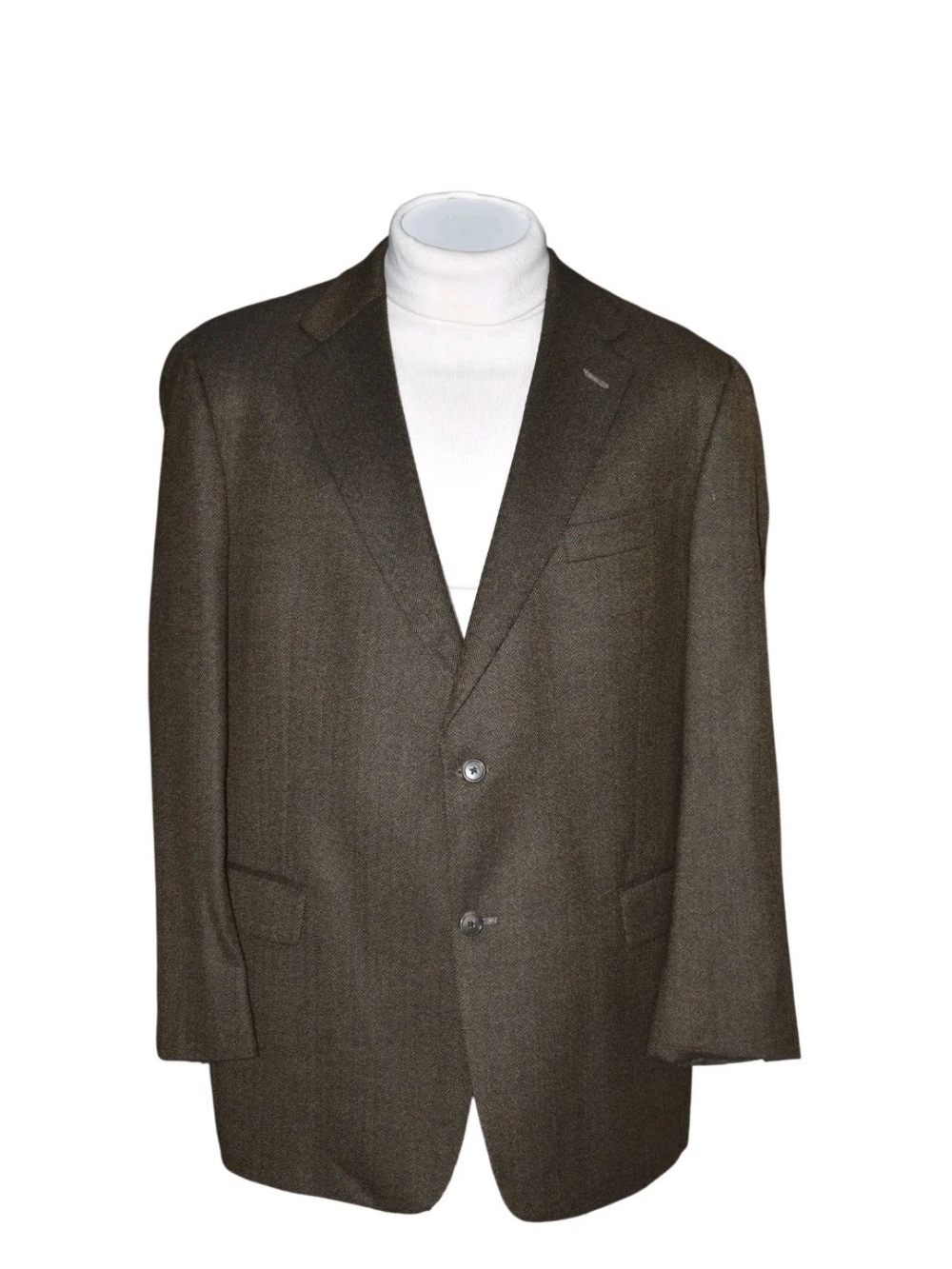 Hart Schaffner Marx Tweed Sport Coat 48R Brown Herringbone Wool Blazer Jacket